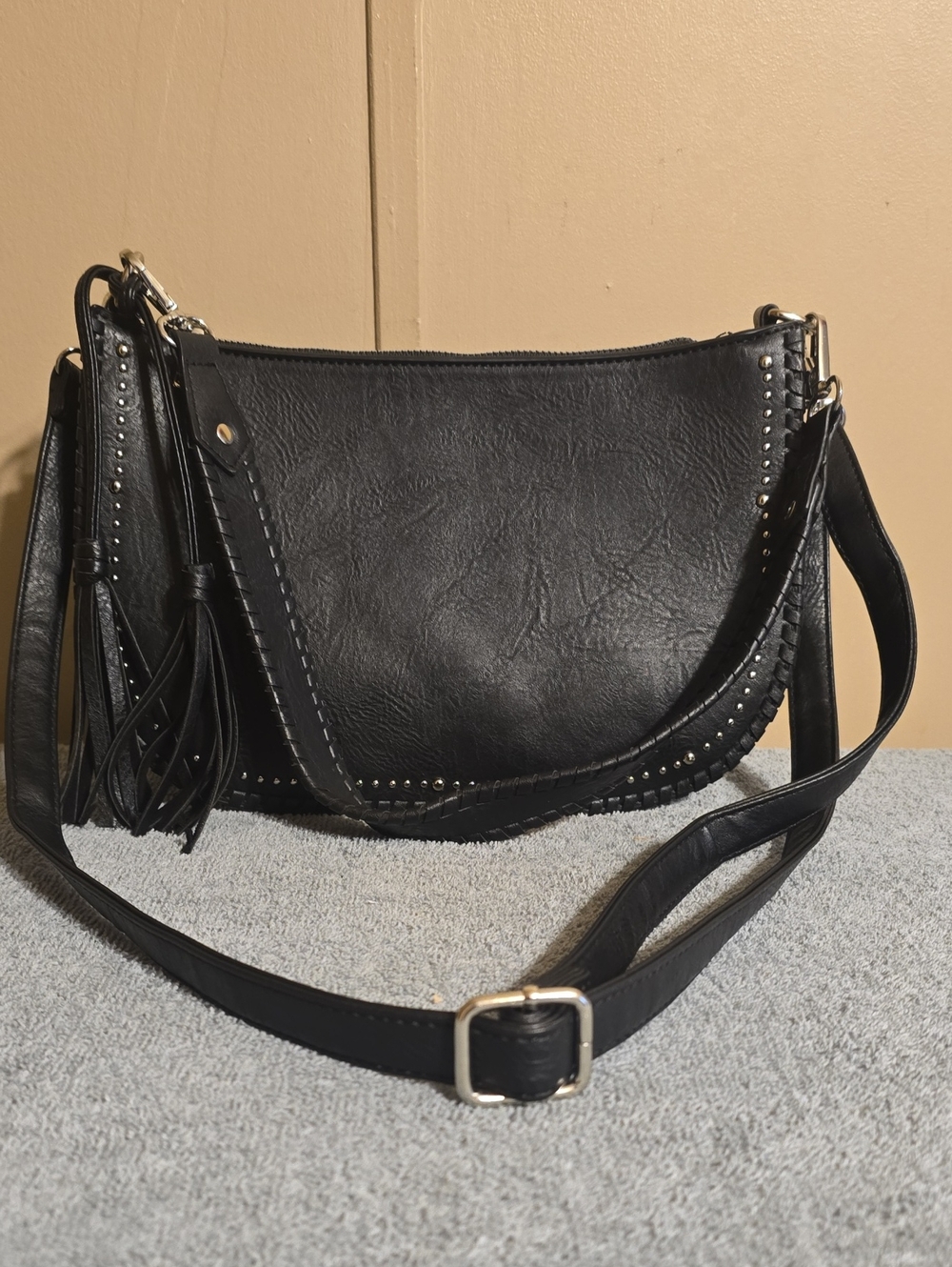Black Sam And Hadley Studded Tassel Crossbody Bag - Sleek Everyday Carry